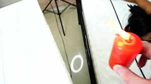 Intense wax play on tied Asian girlfriend