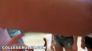 Young 18+ sorority teens haze frat pledge in wild dorm party