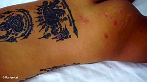 Intense wax play on tied Asian girlfriend