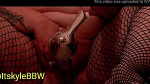 i'm itskyliebbw, a bbw slut bathing in the shower with stockings and fishnets, masturbating.