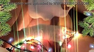 Neighbor housewife gives christmas handjob and blowjob leading to creampie