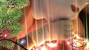 Neighbor housewife gives christmas handjob and blowjob leading to creampie