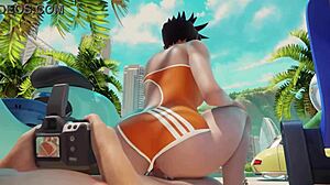 overwatch tracer riding cock on the beach