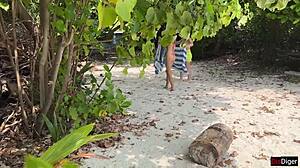 voyeur pervert jerks off busty milf and her stepdaughtr and cums on their faces while they sunbath