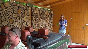 Pretty redhead Linda Sweet receives a warm facial after blowjob and masturbation