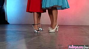 Cassidy Klein and Cherie DeVille swing into playful girl-on-girl action.