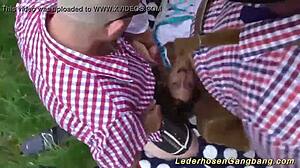 Wild German Amateurs Enjoy Outdoor Group Party Fun