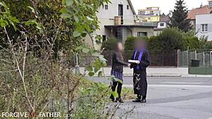 Lost russian girl gets rough fucked in van on new year's!