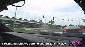 Hot Blonde Flashes Topless in Convertible Ride