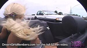 Hot Blonde Flashes Topless in Convertible Ride