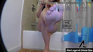 Redhead Penny Pax loves cum on feet