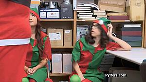 Hidden Cam Spies on Asian Teen Elves in Office Threesome