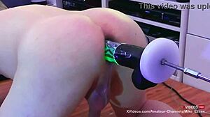 European old man gets his ass fucked by glowing mamba dildo machine