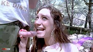 Pretty teen 18+ gets wild in the woods