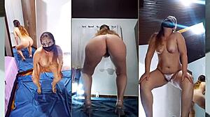 Yo, check this black bbw stripping off transparent dress and panties!