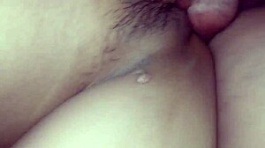 Latina girlfriend fucked hard with condom in missionary for creampie