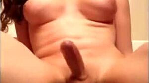 Tranny pounds her ass with dildo hard. what a shemale show!