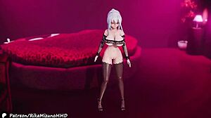 yowane haku does sexy dance, undressing in mmd video