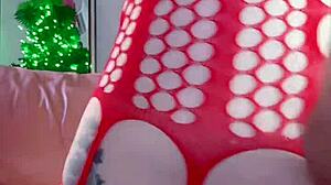 This curvy girl is playing with her ass using a big black dildo in doggystyle.