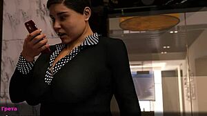 Fashion business episode 4 part 3: Anime girl gets BDSM sex with big tits exposed.