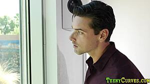 Ebony Teen With Bubble Butt Gets Pounded Hard In Stockings, Cum In Mouth.