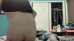 Femboy sissy tranny girl forcing a dildo inside of her