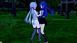 Chris Yukine and Tsubasa Kazanari Intense Lesbian Play