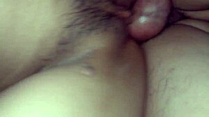 Latina girlfriend fucked hard with condom in missionary for creampie