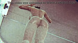 Big Tits Shine in Steamy Shower Anime Scene