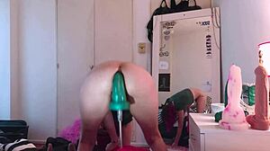 Getting Pounded Hard by Fuck Machine While Standing