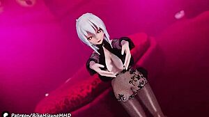 yowane haku does sexy dance, undressing in mmd video