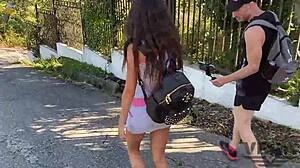 stepsister performs sloppy blowjob then gets messy facial on her ass