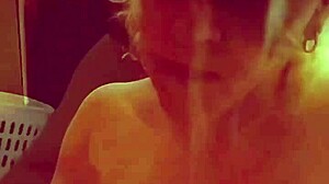 We snuck into the bedroom for her to swallow my cum