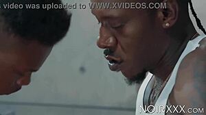 Baller gets intense ball sucking and anal pounding in interview.