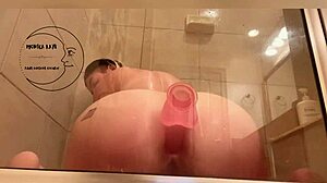 Pussy dripping from anal play in shower