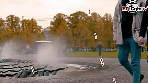 Chubby Brunette BBW MILF In Stockings And Fishnets Gets Picked Up On Street For POV Fucking.