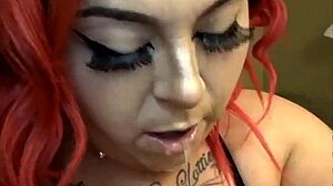 lexi red deepthroat queen choking and gagging on sloppy blowjob.