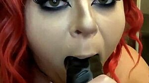 lexi red deepthroat queen choking and gagging on sloppy blowjob.