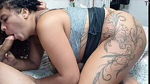 Latina Tattoo Couple Fucks with Natural Tits and Big Ass Oral