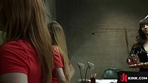 Two Submissive Prison Whores Dominated by Guard with Huge Strap-Ons and Fists in Hardcore Anal Play