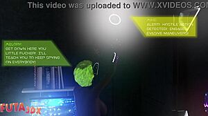 Napaljena kučka sa plavom kosom duboko grli futa kurac u hentaju!