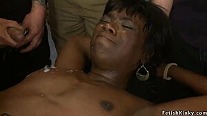 Tied Ebony Babe Banged In Public Interracially