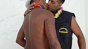 Three Black Guys Engage in Hardcore Orgy in Bathroom