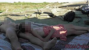 Damn! French teacher blows stranger on nude beach!