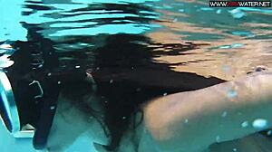 diana kalgotkina strips for naked swim in sexy pool scene