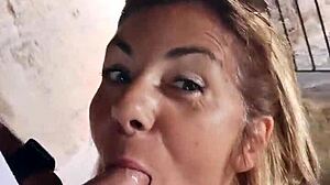 Exhibitionism and sex in medieval village with milf wife 😏🏰