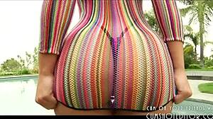 Adorable latina's big ass licked at pool party