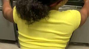 Ebony Crossdressing Performer Uses Toys