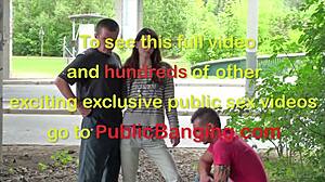 Cute skinny teen fucked on street by two guys