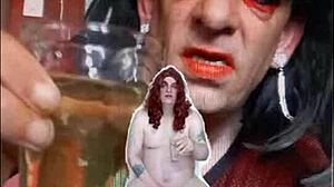 Shy Bisexual Sissy Swallows Pee in Naked Exposure